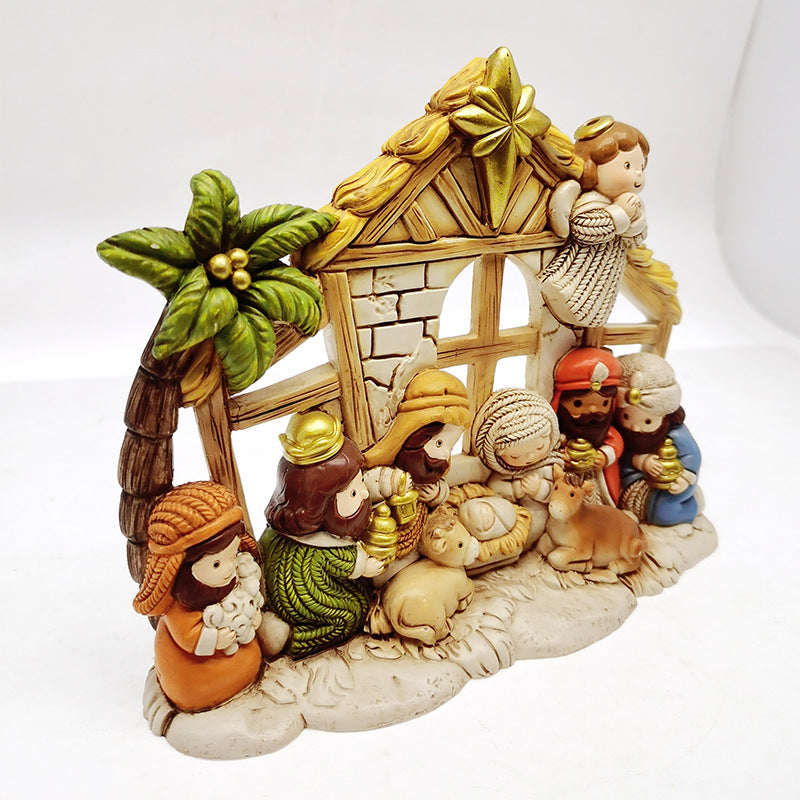 Handcrafted nativity figures made of resin