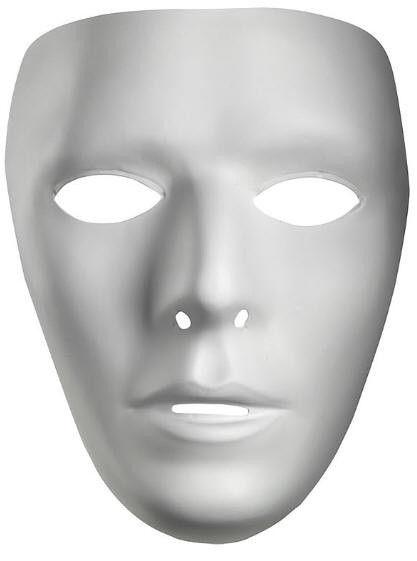 Blank White Male Adult Plastic Mask