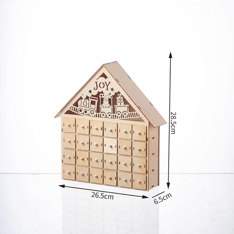 Illuminated wooden advent calendar with LED
