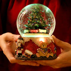 Bear music box with crystal ball, 10x10x14.5 cm