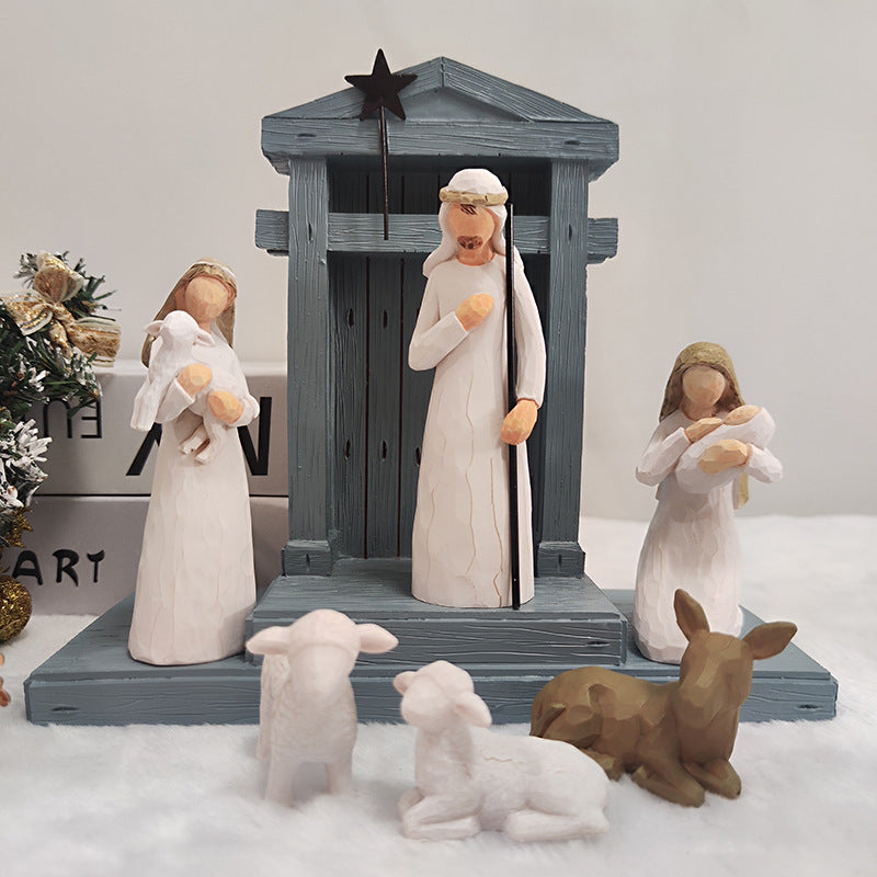 7-piece crib figures set made of resin