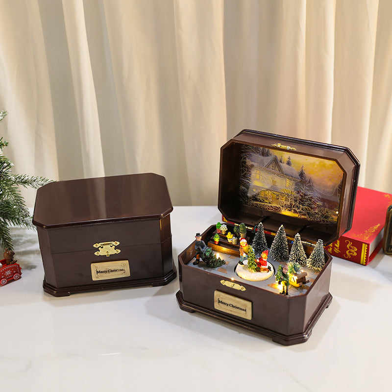 Rotating Christmas music box with LED light