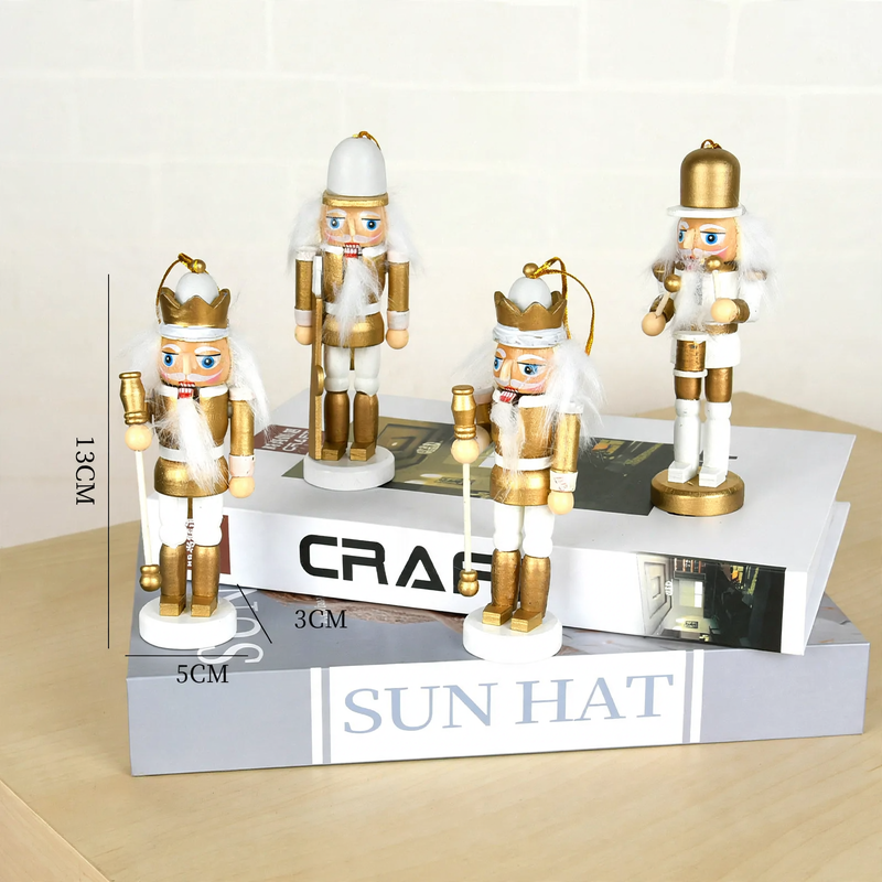 Nutcracker soldiers made of wood, set for Christmas decoration