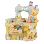 Music box in sewing machine design with bear motif