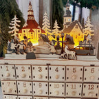 Christmas Advent calendar made of wood with 24 drawers