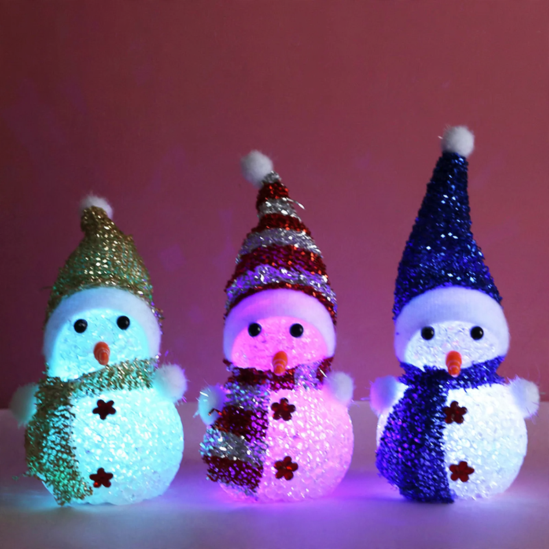 Illuminated LED Snowman made of plastic