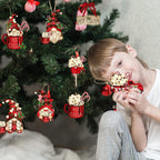 Christmas wooden ornament set with gnome motifs
