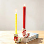 Ceramic candle holder in candy cane look