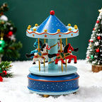 Decorative carousel music box made of solid wood
