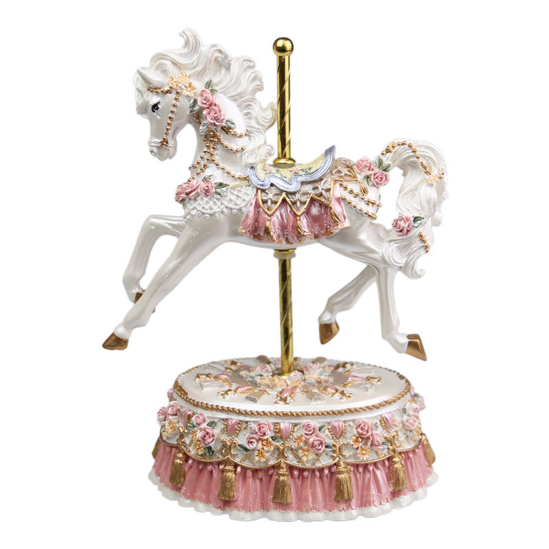 Decorative carousel music box made of resin