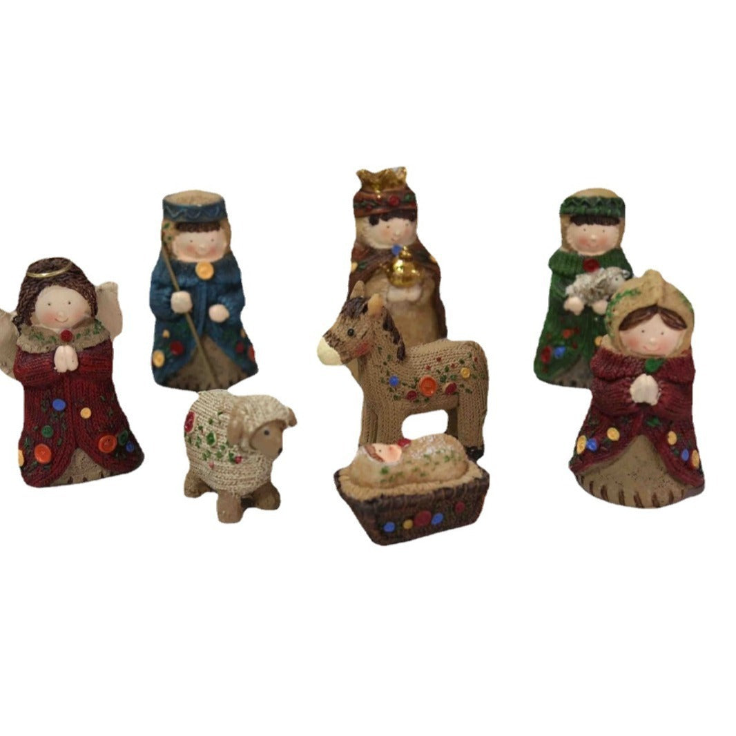 Nativity scene set made of natural resin