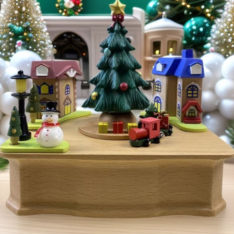 Decorative wooden Christmas music box