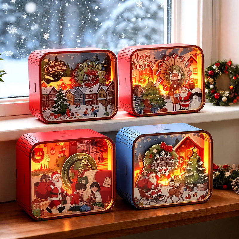 Illuminated wooden music box with color change