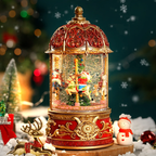 Decorative carousel music box with snow effect