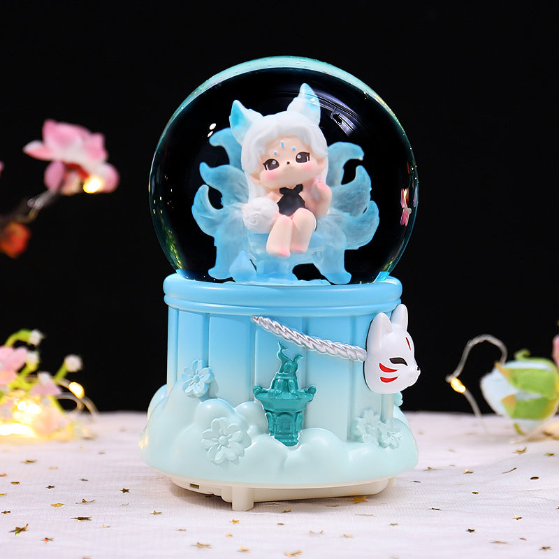 Decorative music box with carousel and snow effect