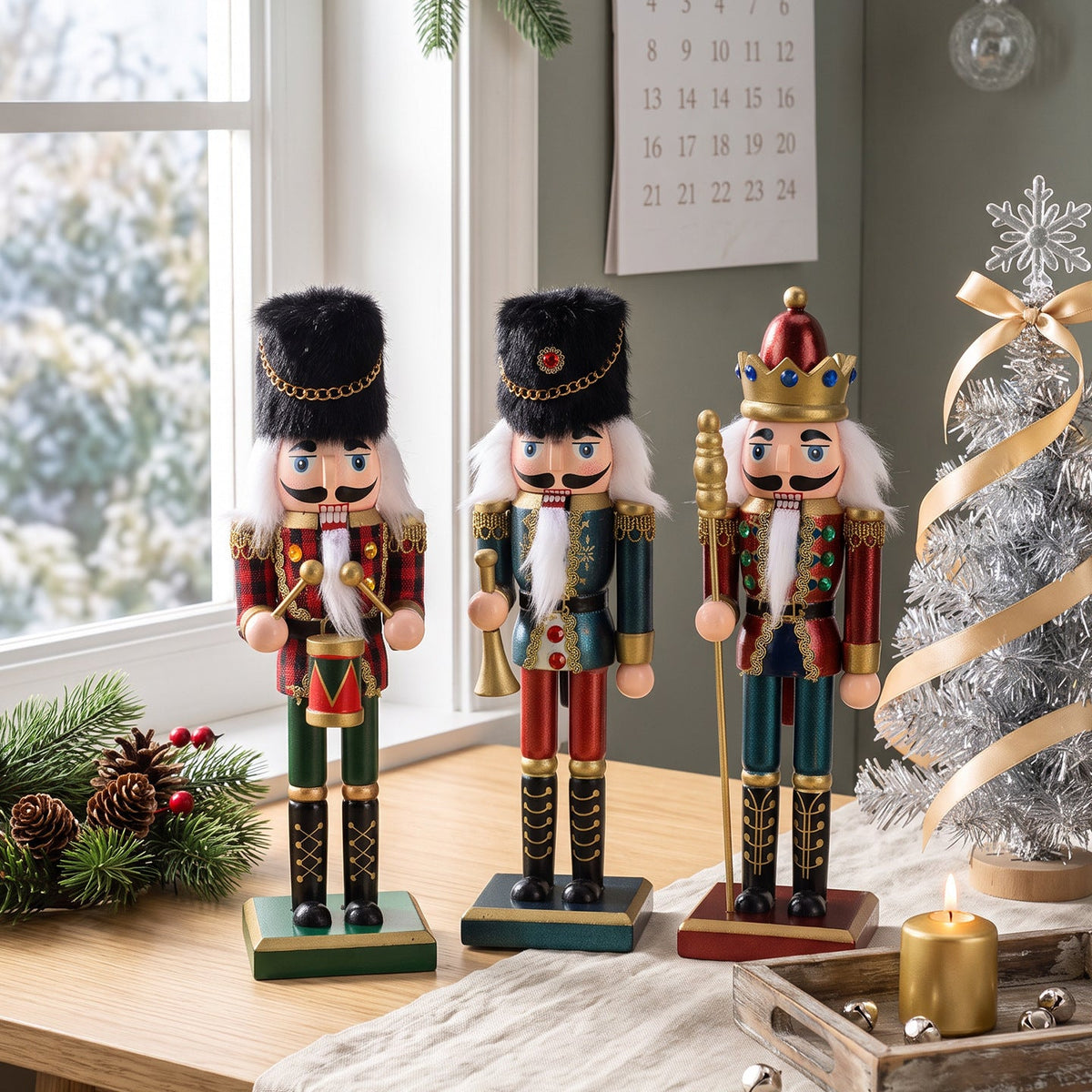 European wooden nutcracker soldier, hand-painted