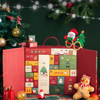 Christmas Advent Calendar Gift Box, 24 Compartments, Fabric