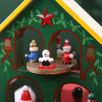 Christmas music box made of wood with carousel motif