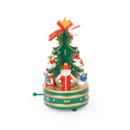 Christmas wooden music box with winding mechanism