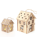 Illuminated wooden house with LED light