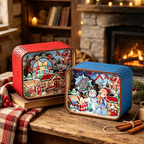 Wooden music box with Christmas motif