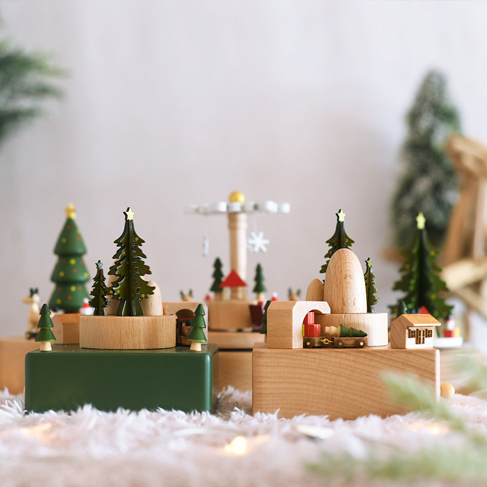 Decorative wooden music box for Christmas