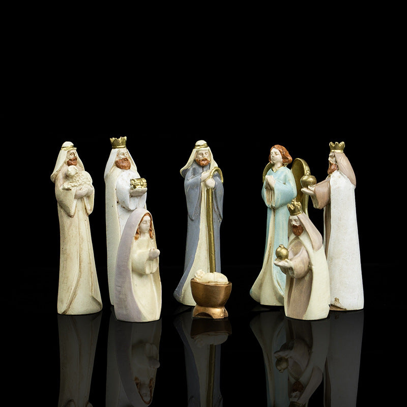 Nativity figures set made of resin, 8-piece
