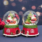 Christmas music box with snow globe and light