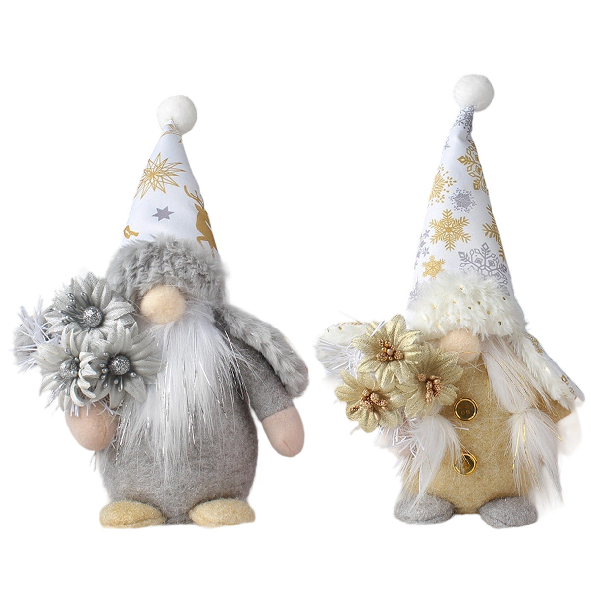 Gnome figure with hat in gold and silver look