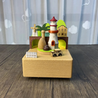 Wood music box with voice-controlled lighting