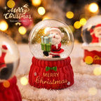 Christmas music box with snow globe effect