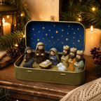 Miniature Nativity Set in Metal Box