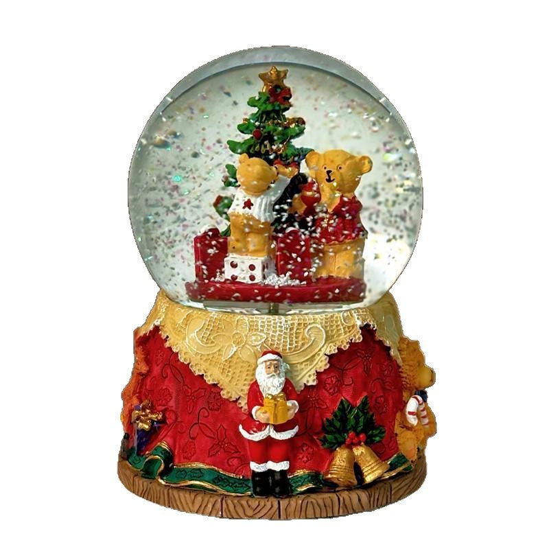 European music box with glass sphere and night light