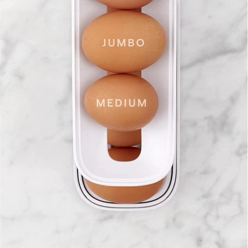 Automatic Scrolling Egg Rack Holder Storage Box with Gravity-Fed Dispensing