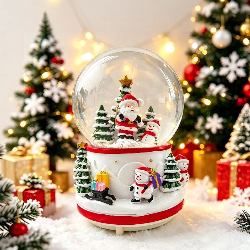 Christmas snow globe with music and light