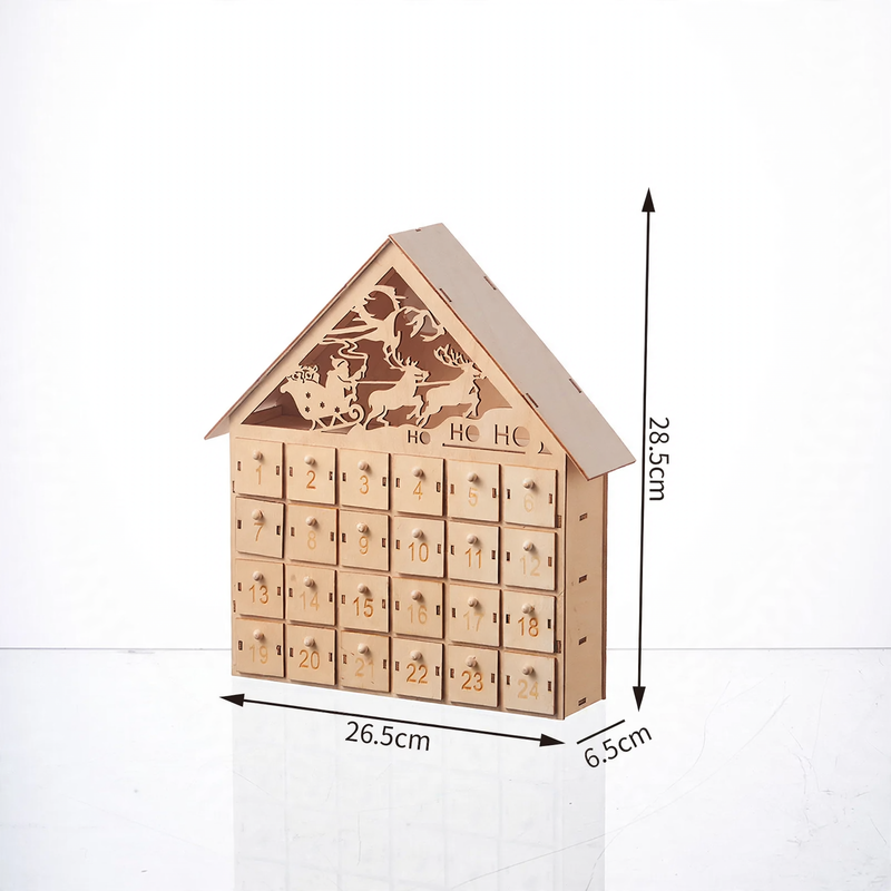 Illuminated wooden advent calendar with LED