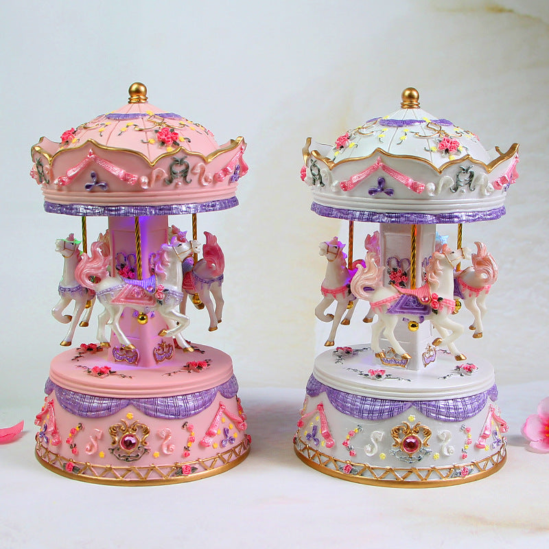 Carousel music box made of resin, hand-painted