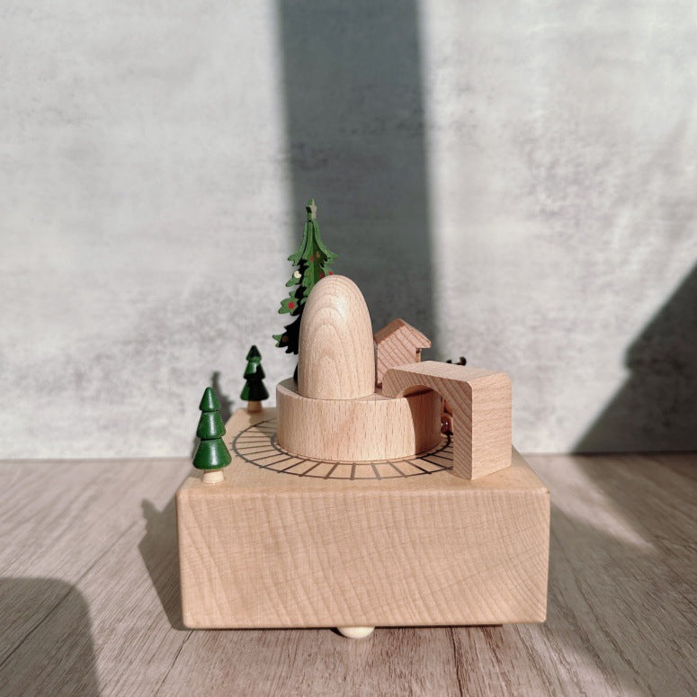 Music box made of beech wood, hand-painted design