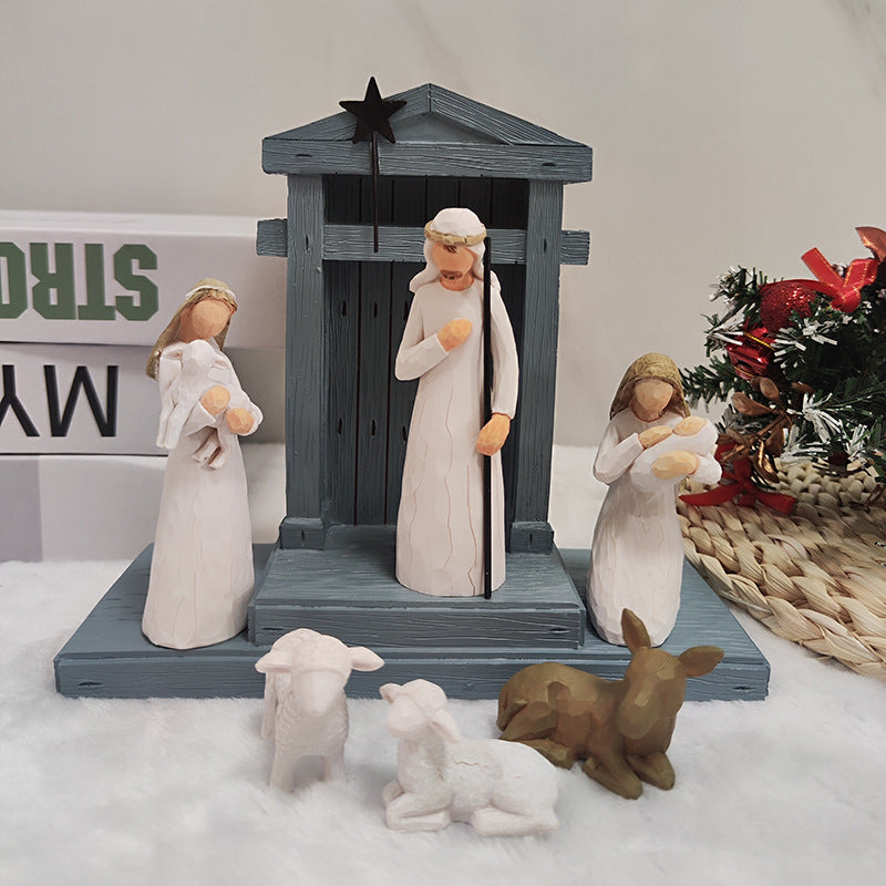7-piece crib figures set made of resin
