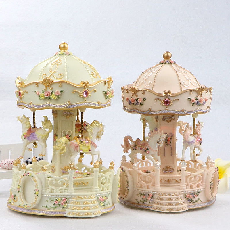 Miniature carousel music box made of resin
