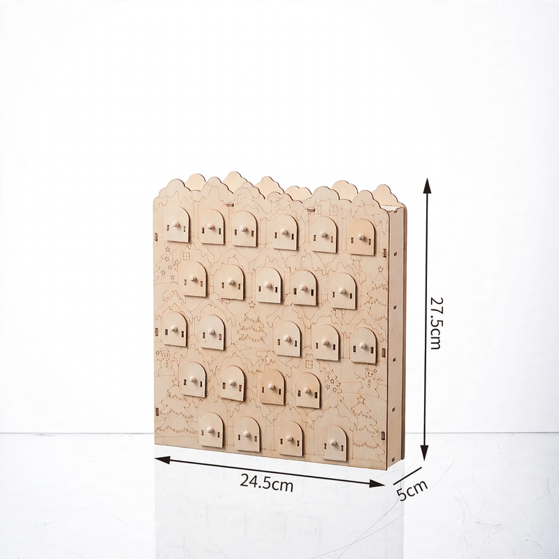 Illuminated wooden advent calendar with LED