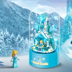 Rotating music box with light and snowfall