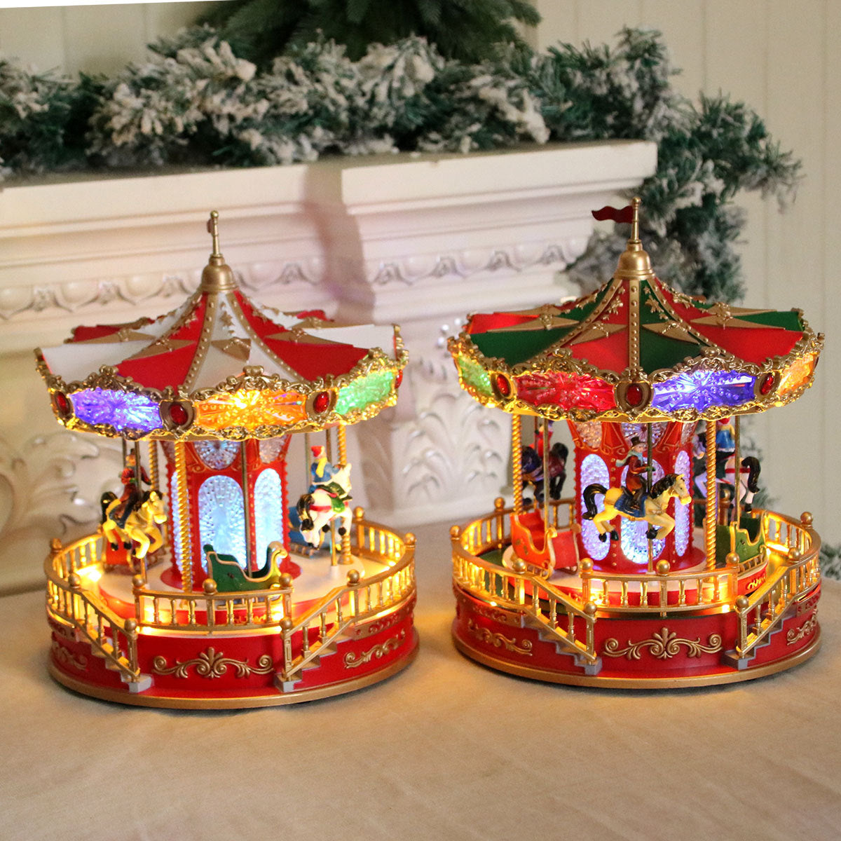 Illuminated music box with carousel design