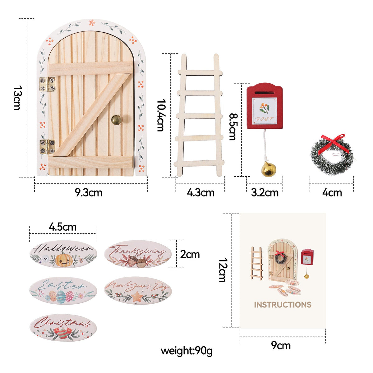 Christmas Elf Door made of wood, decorative toy
