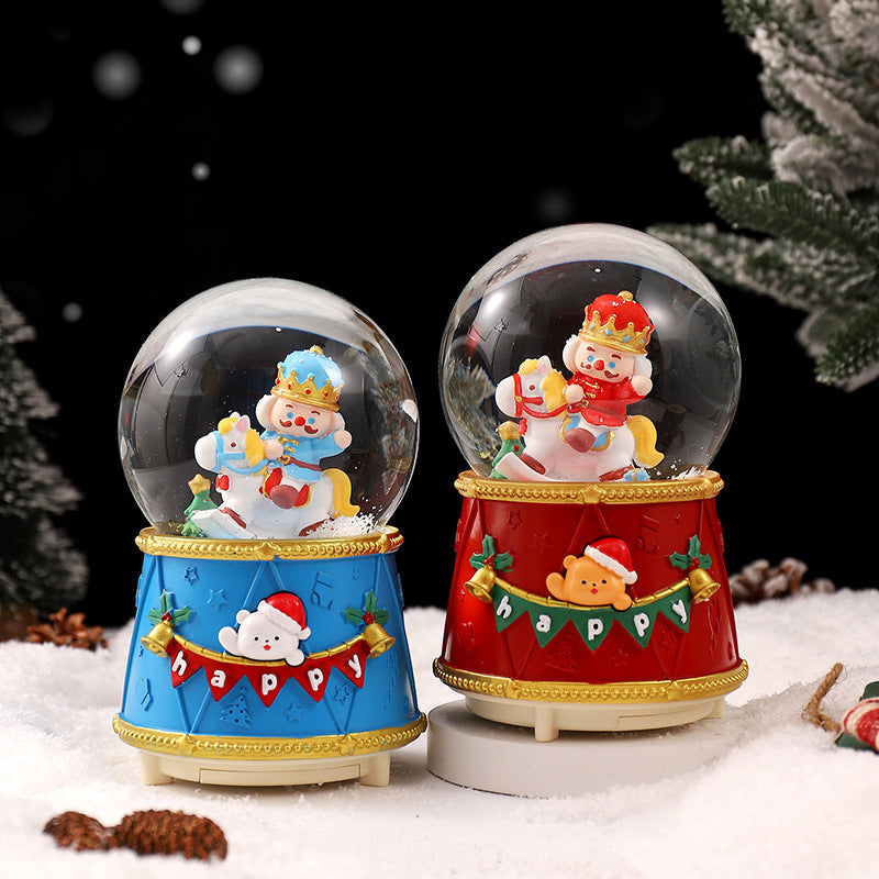Christmas snow globe with music and light