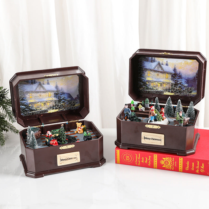 Rotating Christmas music box with LED light