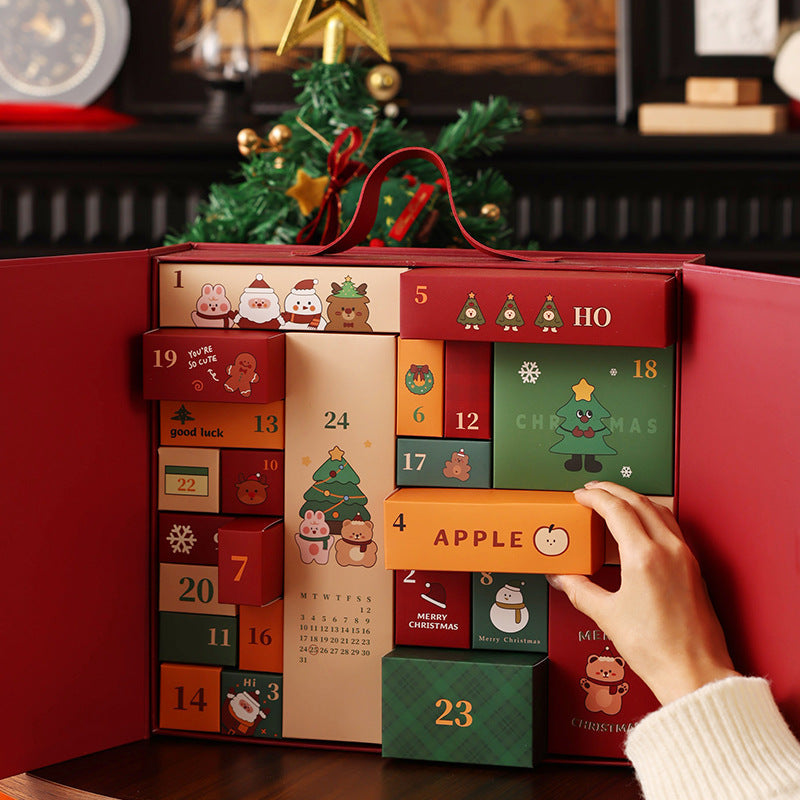 Christmas Advent Calendar Gift Box, 24 Compartments, Fabric