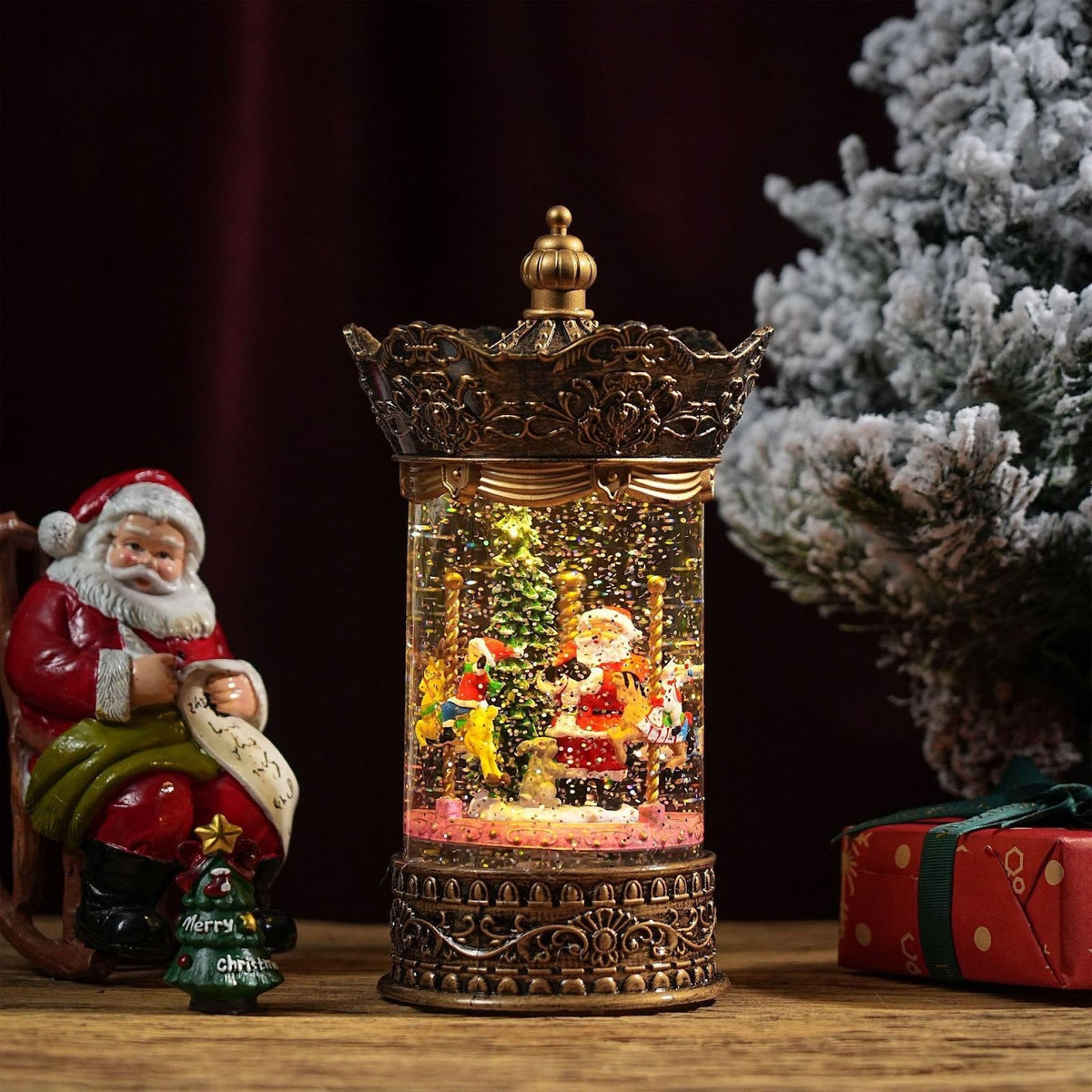 Decorative Lantern Music Box with Snow Effect