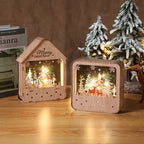 Decorative wooden house with LED lighting