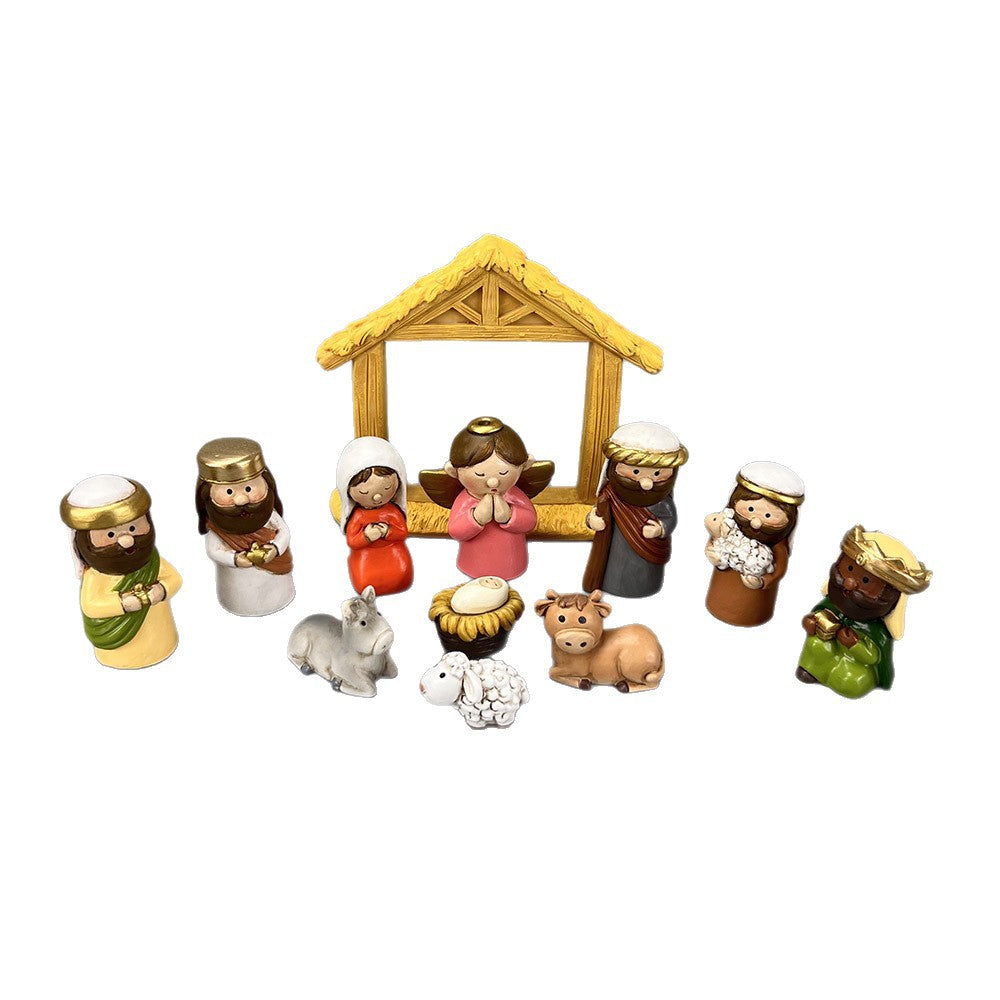 Christmas Nativity Figures Set, Cartoon Style